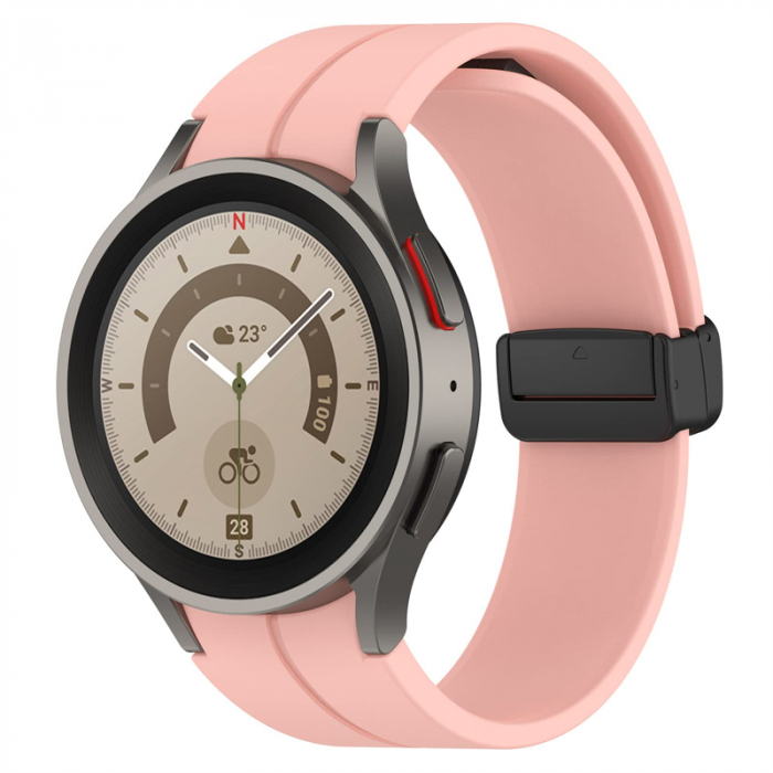Curea compatibila smartwatch Samsung Watch 5 / 4, 20 mm, Quick Release cu inchidere magnetica, Display 40/42/44/45/46mm, Roz [8]