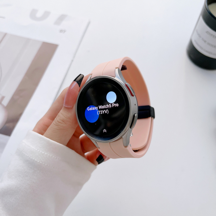 Curea compatibila smartwatch Samsung Watch 5 / 4, 20 mm, Quick Release cu inchidere magnetica, Display 40/42/44/45/46mm, Roz [6]