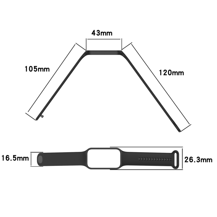 Curea din silicon compatibila Xiaomi Smart Band 8 Active / 9 Active, Redmi Band 2 / Band 3, bratara integrata tip unibody, PHN Mag, Negru [2]
