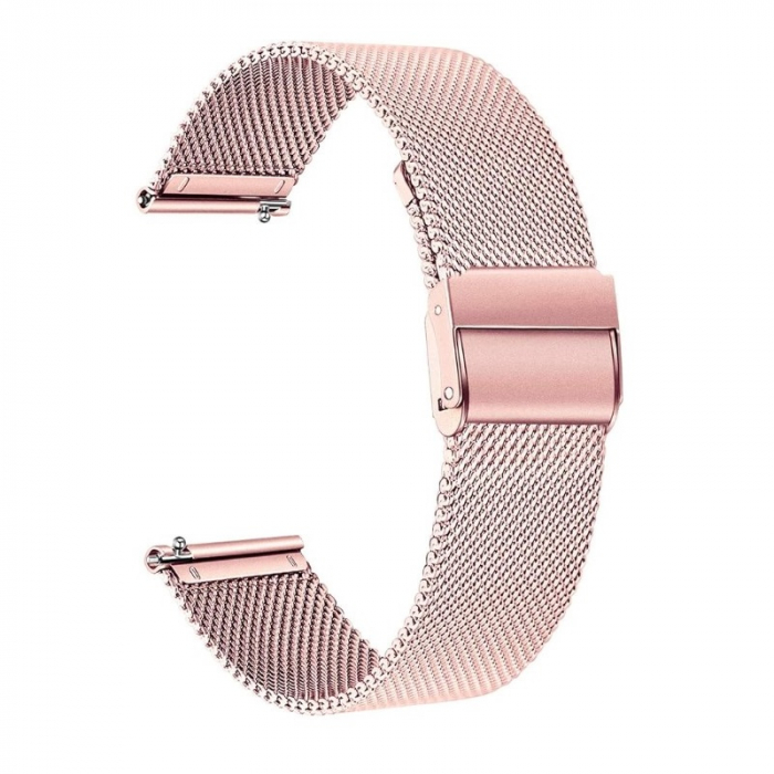 Curea metalica PHN Mag® cu prindere tip catarama compatibil cu smartwatch Amazfit BIP, Samsung Galaxy Active 2, Gear S2, Galaxy Watch 42,20 mm, Quick Release, Roz [1]