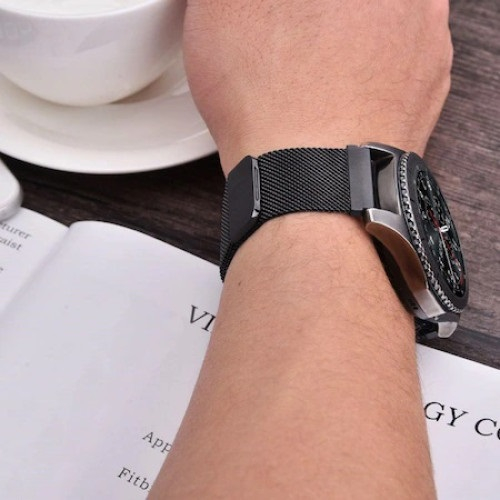 Curea metalica PHN Mag® cu prindere magnetica compatibil cu smartwatch Amazfit BIP, Samsung Galaxy Active 2, Gear S2, Galaxy Watch 42,20 mm, Quick Release, Negru [5]