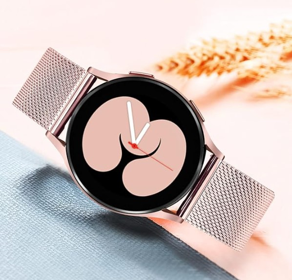Curea metalica PHN Mag® cu prindere tip catarama compatibil cu smartwatch Amazfit Pace, GTR, Samsung Gear S3, Galaxy Watch 46mm, Huawei GT3 46mm, 22 mm, Quick Release, Roz [4]