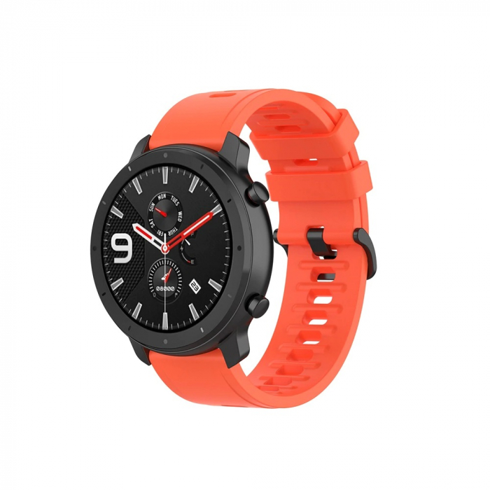 Curea silicon compatibil 20 mm Huawei Watch 2 PRO GT2 42mm Honor, Portocaliu, Quick Release. [2]