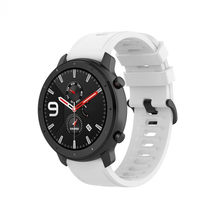 Curea silicon compatibil 22 mm Huawei watch GT 2e GT GT2 46mm, Alb, Quick Release [2]