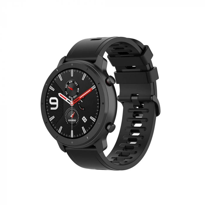 Curea silicon compatibil 22 mm Huawei watch GT 2e GT GT2 46mm, Negru, Quick Release [3]