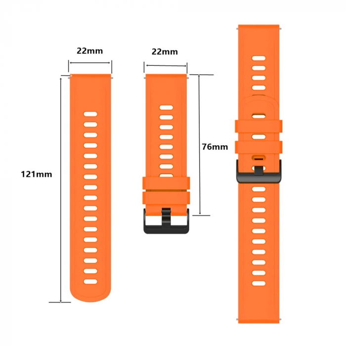 Curea silicon compatibil 22 mm Huawei watch GT 2e GT GT2 46mm, Portocaliu, Quick Release [3]