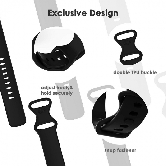 Curea silicon compatibil Fitbit Versa 3 - L, Negru, Quick Release [5]