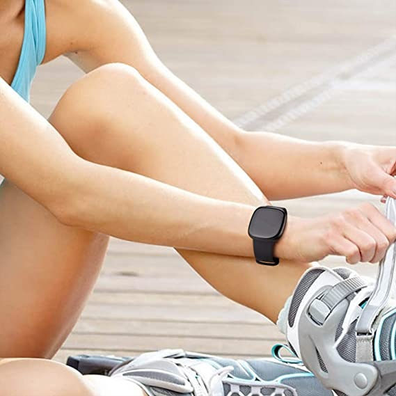 Curea silicon compatibil Fitbit Versa 3 - L, Negru, Quick Release [4]
