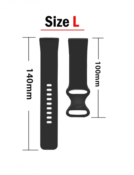 Curea silicon compatibil Fitbit Versa 3 - L, Negru, Quick Release [2]