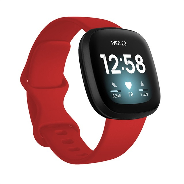 Curea silicon compatibil Fitbit Versa 3 - L, Rosu, Quick Release [5]