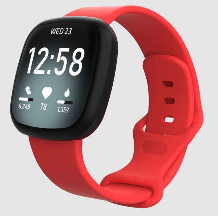 Curea silicon compatibil Fitbit Versa 3 - L, Rosu, Quick Release [1]