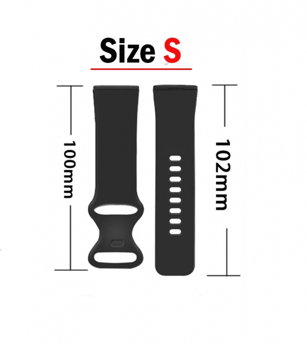 Curea silicon compatibil Fitbit Versa 3 - S, Negru, Quick Release [4]
