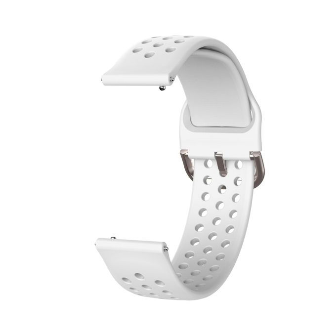 Curea silicon compatibil Samsung Galaxy Active / Active 2, Alb Perforat, 20 mm, Quick Release [2]