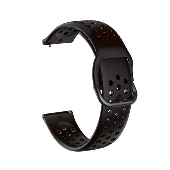 Curea silicon compatibil Samsung Galaxy Active / Active 2, Negru Perforat, 20 mm, Quick Release [1]