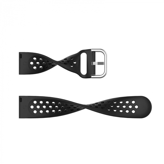 Curea silicon compatibil Samsung Galaxy Active / Active 2, Negru Perforat, 20 mm, Quick Release [3]