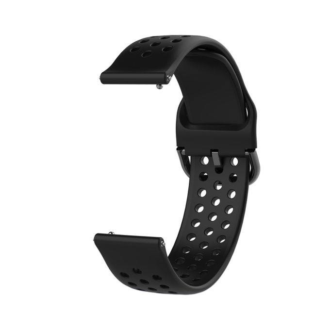 Curea silicon compatibil Samsung Galaxy Active / Active 2, Negru Perforat, 20 mm, Quick Release [2]