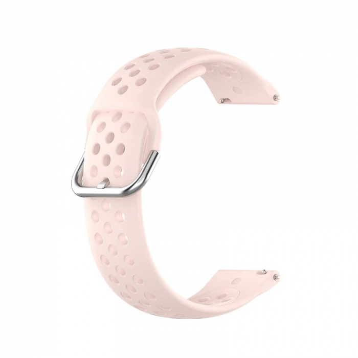 Curea silicon compatibil Samsung Galaxy Active / Active 2, Roz Perforat, 20 mm, Quick Release [1]