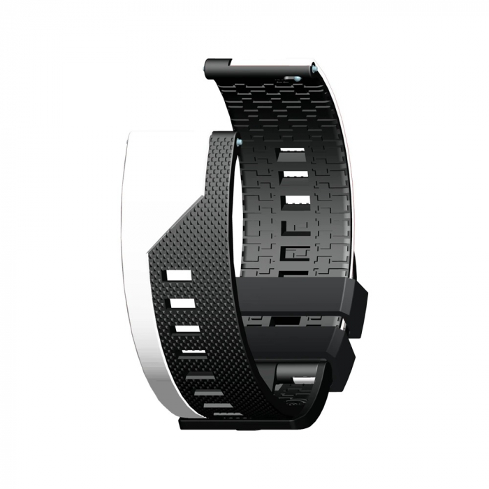 Curea silicon compatibila 20 mm Samsung Gear S2 Huawei Watch GT2 42mm Amazfit BIP, Negru Alb ,Quick Release [3]