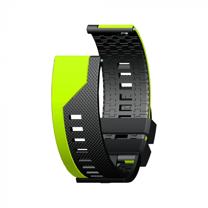 Curea silicon compatibila 20 mm Samsung Gear S2 Huawei Watch GT2 42mm Amazfit BIP, Negru Verde, Quick Release [3]