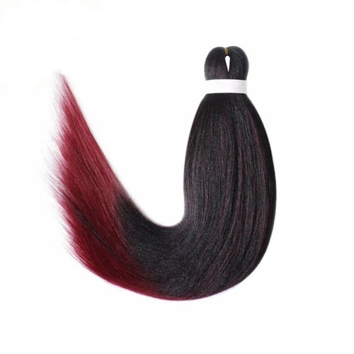 Extensii de par codite Afro pentru impletituri, Negru - Rosu ombre, Pre intinse, Box braids, 66 cm, 100 g [2]