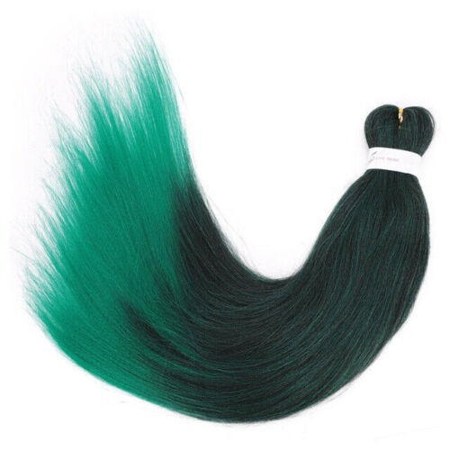 Extensii de par codite Afro pentru impletituri, Negru - Verde ombre, Pre intinse, Box braids, 66 cm, 100 g [2]
