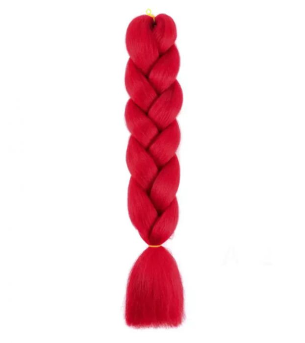 Extensii de par codite Afro pentru impletituri, Rosu Sangria, Pre intinse, Box braids, 61 cm, 100 g [1]
