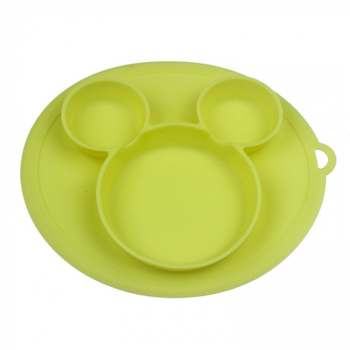 Farfurie silicon pentru bebelusi, Mickey, Verde Lime, Antiderapanta, diversificare, blw +6 luni [2]