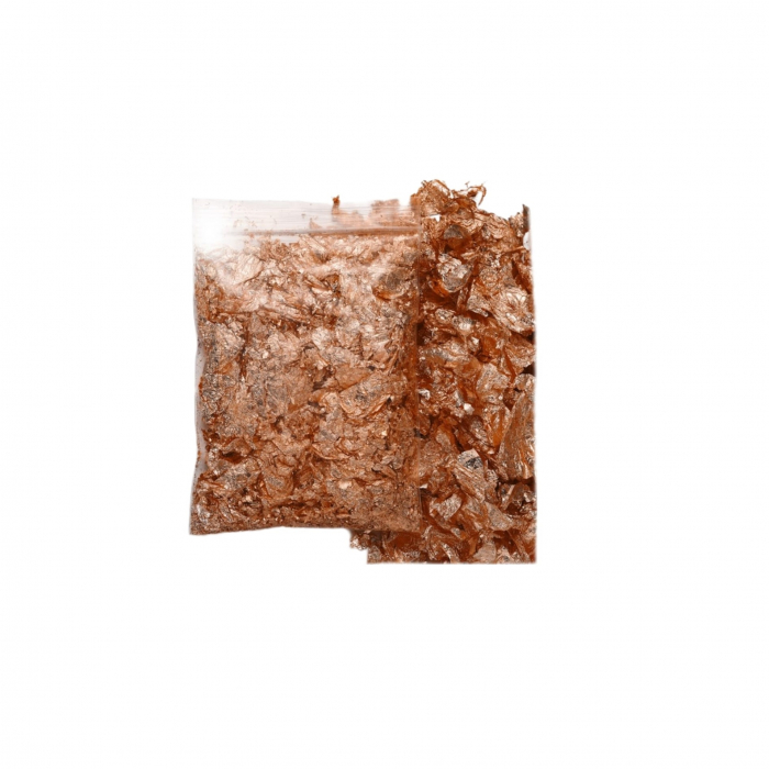 Foite imitatie cupru, nealimentare, punga 4grame, pentru sigiliu ceara, produse epoxy, tablouri. [2]