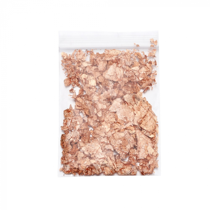 Foite imitatie cupru, nealimentare, punga 4grame, pentru sigiliu ceara, produse epoxy, tablouri. [3]