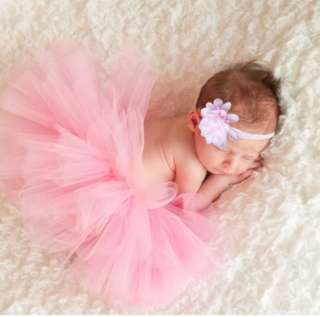 Fusta tutu si bentita, Costum sedinta foto, Roz pal, 0-3 luni [2]