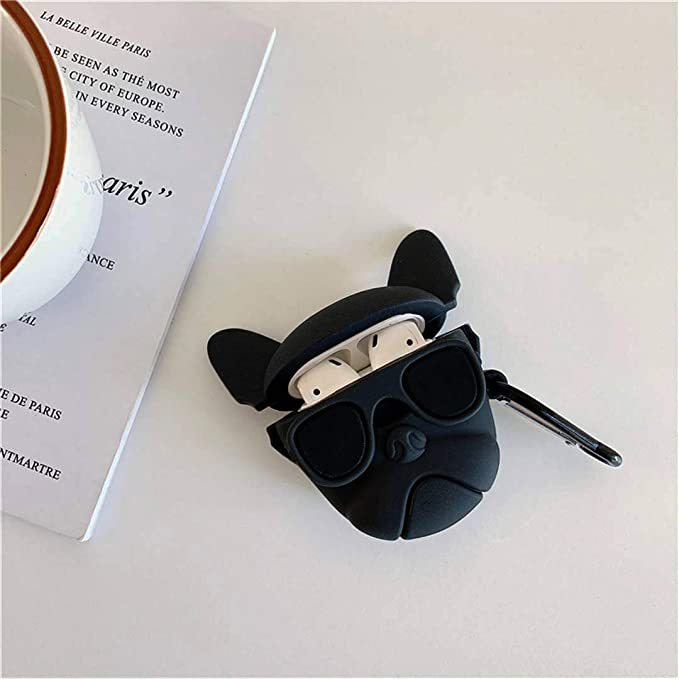 Husa protectie casti compatibila cu Airpods 1, Airpods 2 - bulldog negru [2]