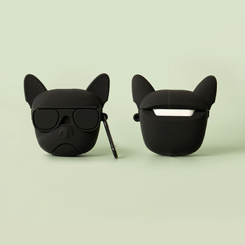 Husa protectie casti compatibila cu Airpods 1, Airpods 2 - bulldog negru [3]