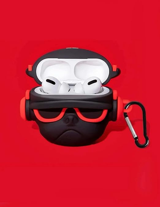 Husa protectie casti compatibila cu Airpods 1, Airpods 2 - bulldog rosu/negru [2]
