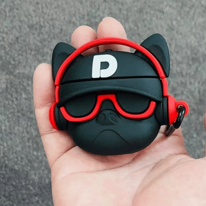 Husa protectie casti compatibila cu Airpods 1, Airpods 2 - bulldog rosu/negru [5]