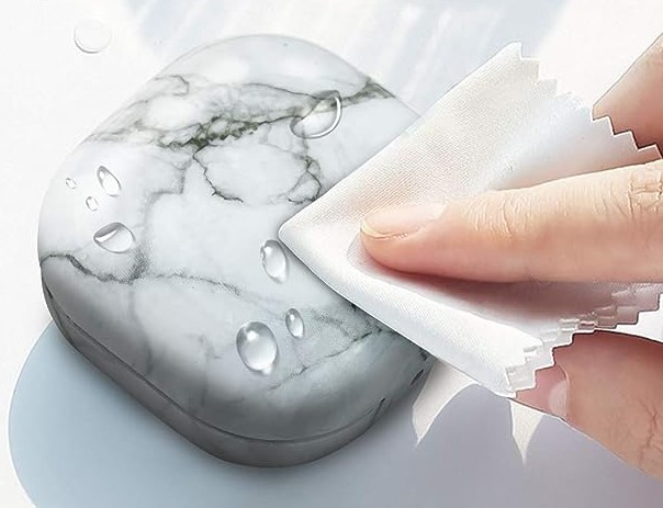 Husa protectie casti compatibila cu Samsung Galaxy Buds Live / Pro / Buds 2 / Buds 2 Pro - imitatie marmura alba [5]
