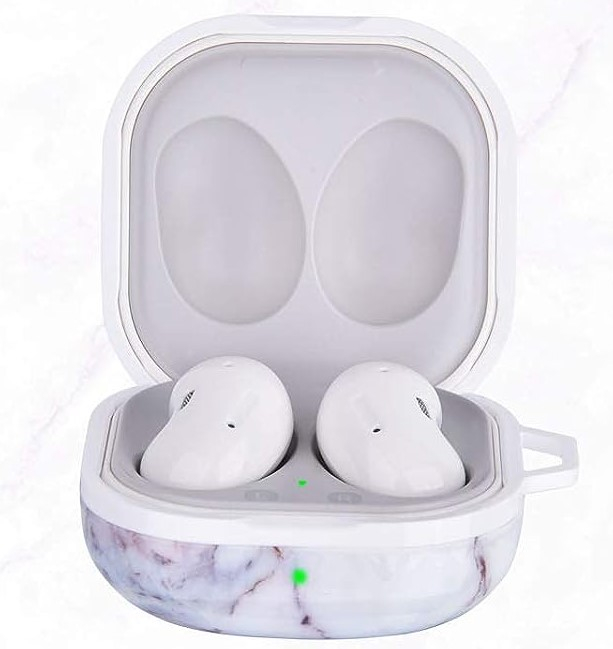 Husa protectie casti compatibila cu Samsung Galaxy Buds Live / Pro / Buds 2 / Buds 2 Pro - imitatie marmura mov/roz [3]