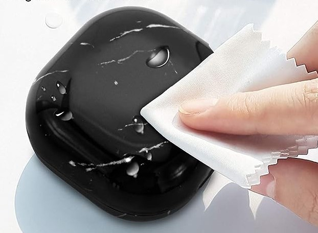 Husa protectie casti compatibila cu Samsung Galaxy Buds Live / Pro / Buds 2 / Buds 2 Pro - imitatie marmura neagra [4]