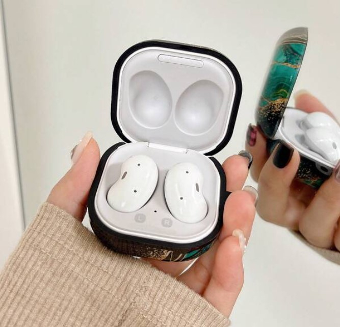 Husa protectie casti compatibila cu Samsung Galaxy Buds Live / Pro / Buds 2 / Buds 2 Pro - imitatie marmura turcoaz [2]