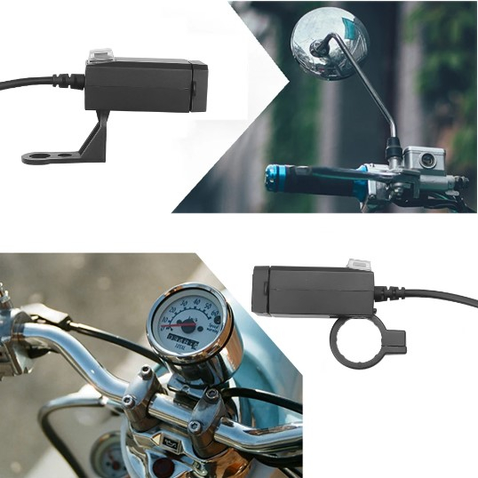 Incarcator cu 2 Porturi USB pentru Moto/Scuter/ATV, Rezistent la Apa si Praf, suport de prindere inclus, Negru. [4]