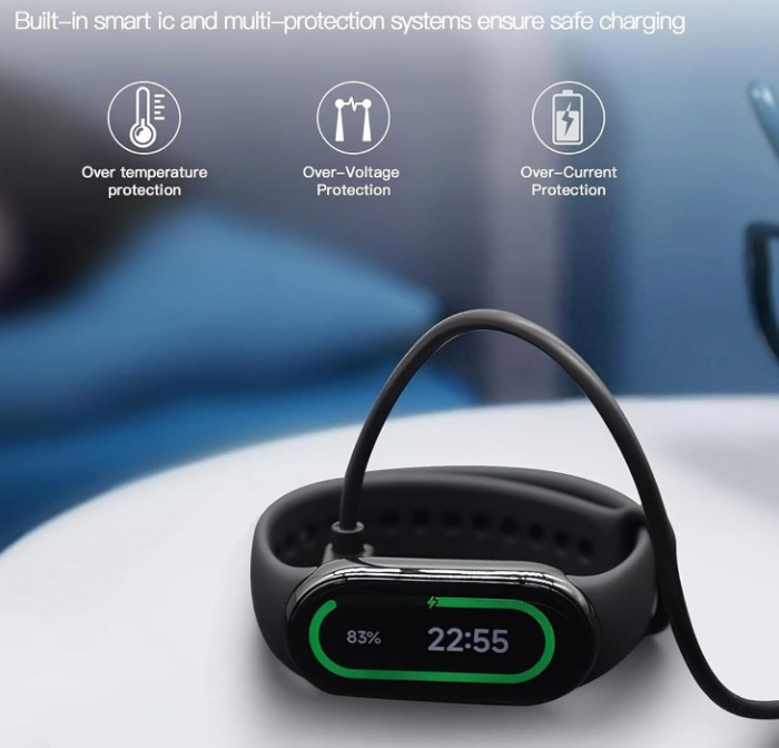 Incarcator magnetic pentru Xiaomi Mi Band 8/9, Cablu de alimentare cu miez de cupru pur, Incarcator Smartband 1m lungime, PHN Mag, Negru. [3]