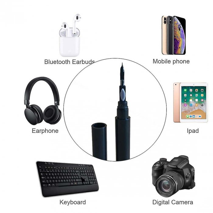 Instrument de Curatare si Ingrijire pentru Casti wireless Bluetooth / Telefon / Tableta, 3 in 1, Negru [2]