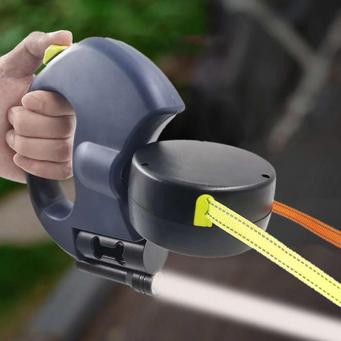 Lesa dubla retractabila cu lanterna si suport de pungi, rotire 360 de grade, 3m, din Nailon, multicolor [6]