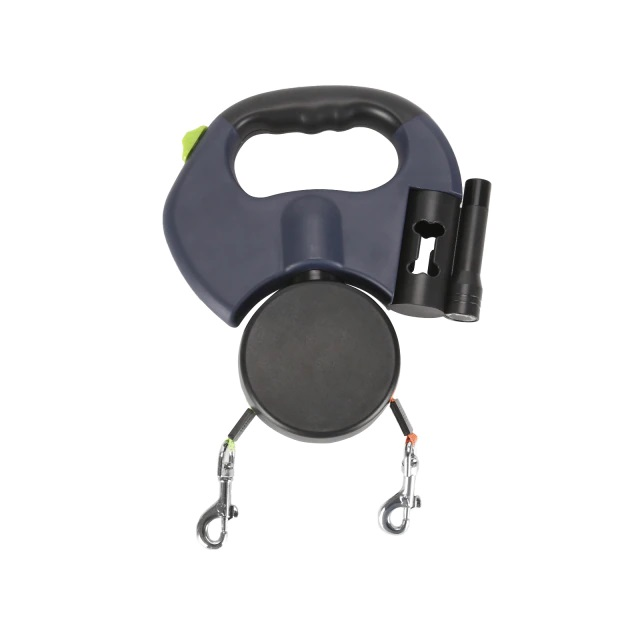 Lesa dubla retractabila cu lanterna si suport de pungi, rotire 360 de grade, 3m, din Nailon, multicolor [3]