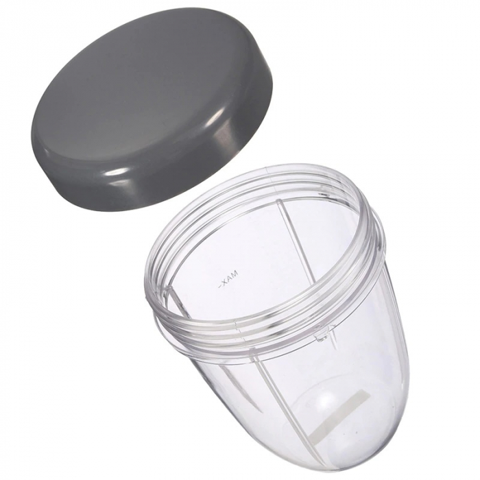 Pahar mediu cu capac standard, compatibil NutriBullet 600W - 900W, Capacitate de 0.7 Litri, 165*95 mm, PHN Mag. [3]