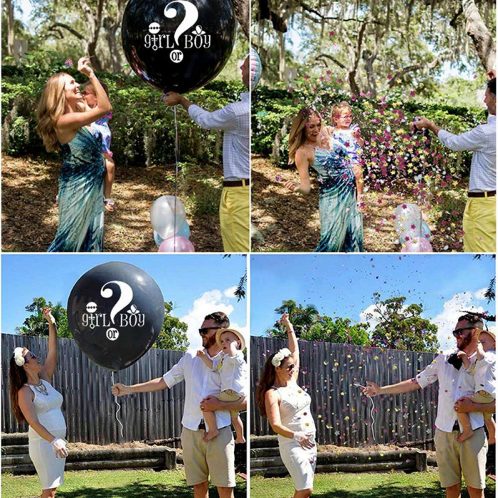Balon 91cm Boy or Girl Gender Reveal / Baby shower, confetti roz fetita [2]