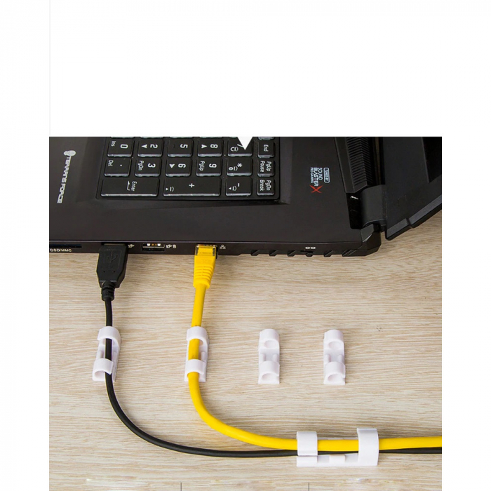 Set 20 de piese pentru organizat cabluri cu adeziv 3M, Transparent [4]