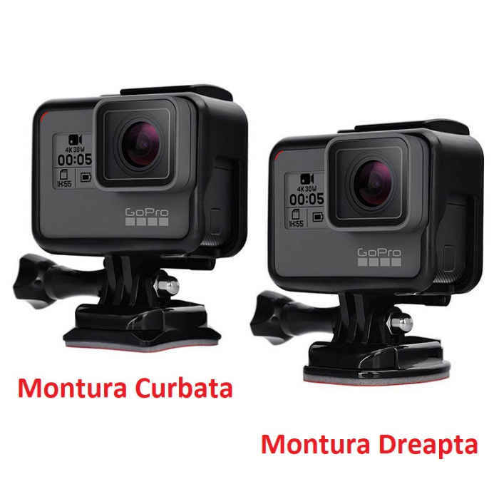 Set monturi 8 buc prindere adeziva 3M , 4 dreapte , 4 curbate, quick release, compatibil GoPro Hero 4 5 6 7 8, SJCAM, Xiaomi Yi, DJI Osmo Action [3]