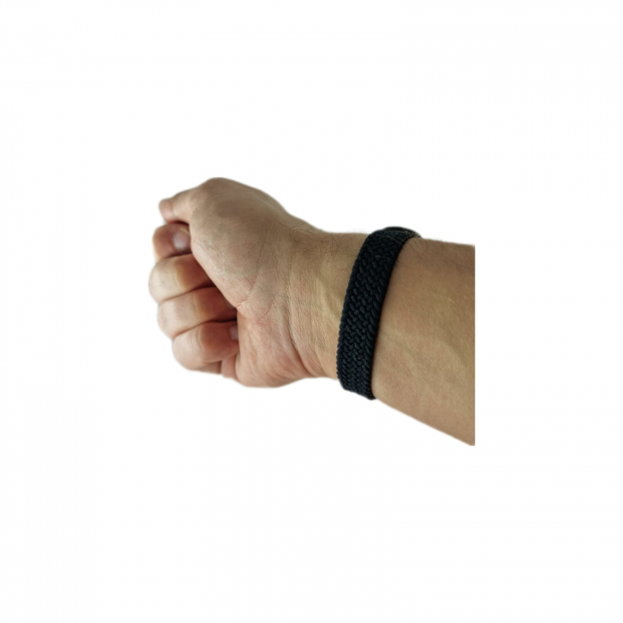 Curea Bratara Fitness compatibila Xiaomi Mi Band 3 / 4 / 5 / 6 din material textil cu prindere elastica, Negru, marimea M [3]