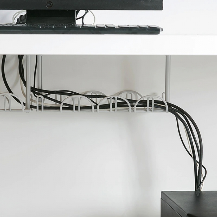 Suport de prins sub birou pentru organizare cabluri, mascat cabluri, multi-functional, Alb [5]
