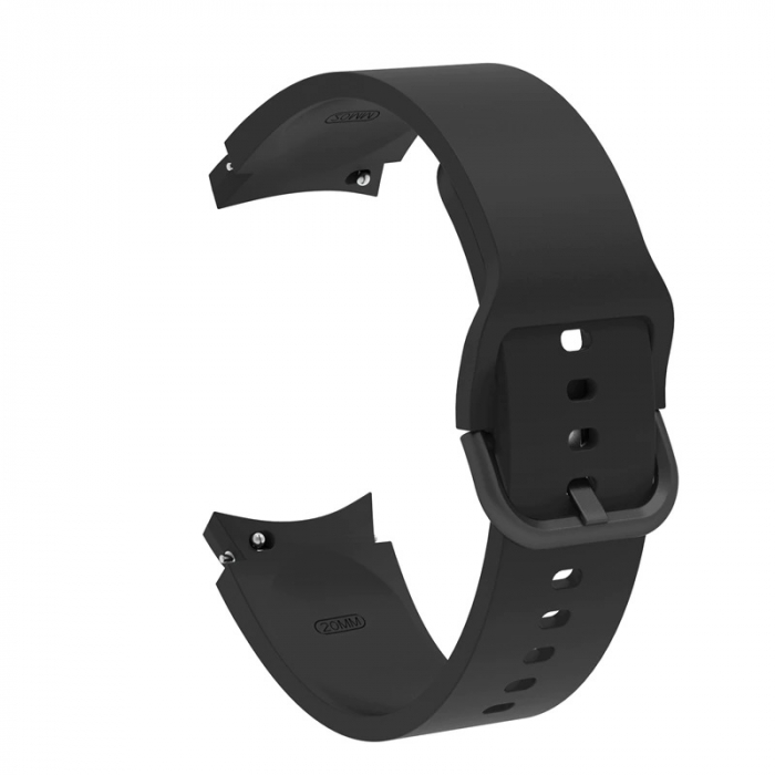 Curea silicon compatibila Samsung Galaxy Watch 4 (40mm 44mm) / Galaxy watch 4 Clasic ( 42mm 46mm ), Negru ,20 mm, Quick Release [1]